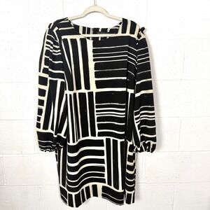 Eloquii NWT Shift Dress Black Abstract Maximalist Ruffle Office Artsy Office 20